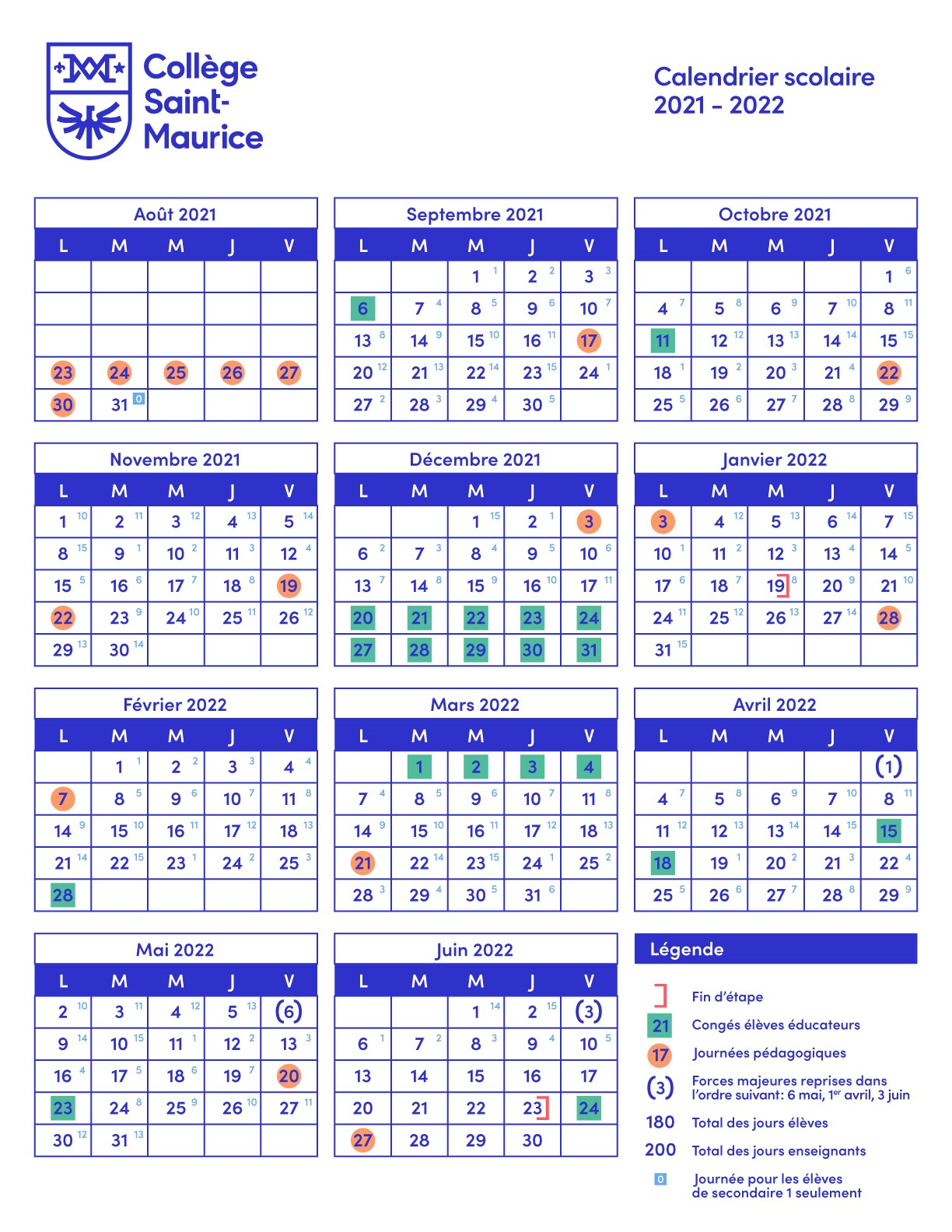 Calendrier Scolaire Collège 2023 Calendrier Et Horaire | Collège Saint-Maurice | Promouvoir La Persévérance